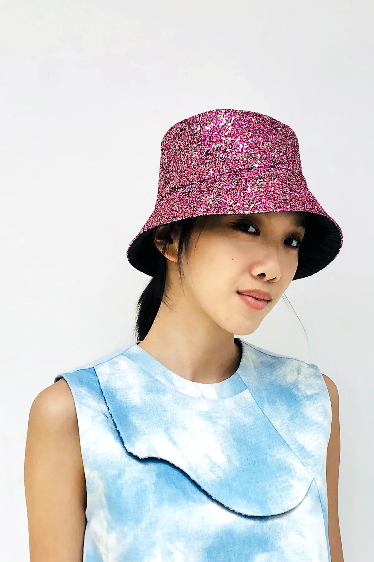 S18 ZHT07 || GLITTER BUCKET HAT || PINK