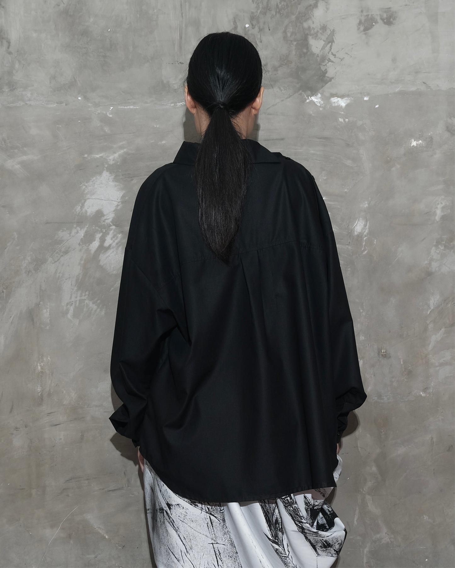 Slanted Collar Shirt in Black