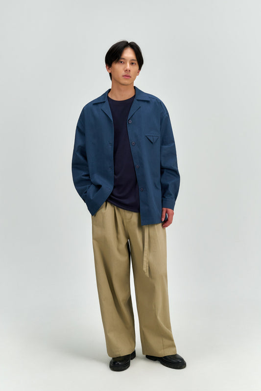 Gender Neutral Double Belted Long Trousers (Beige)