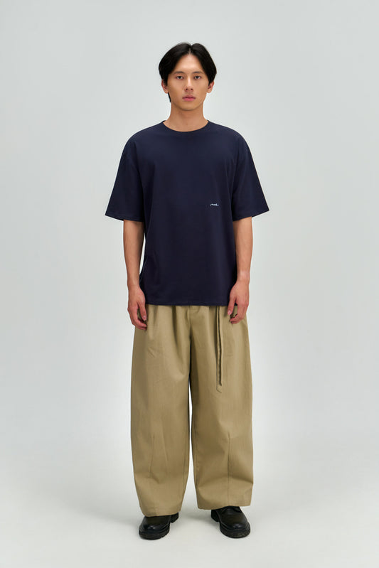 Gender Neutral Drift Knit Straight Long Tee (Navy)