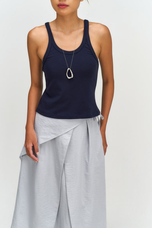 Waist Bandeu Layering Skirt – Midi (Light Blue)