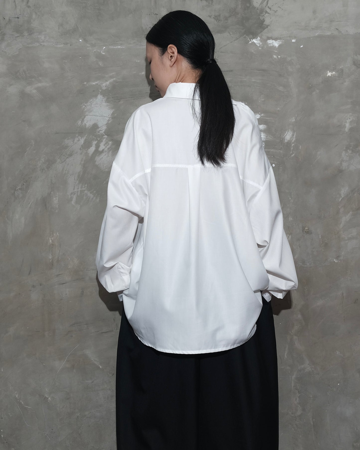 Slanted Collar Shirt in White