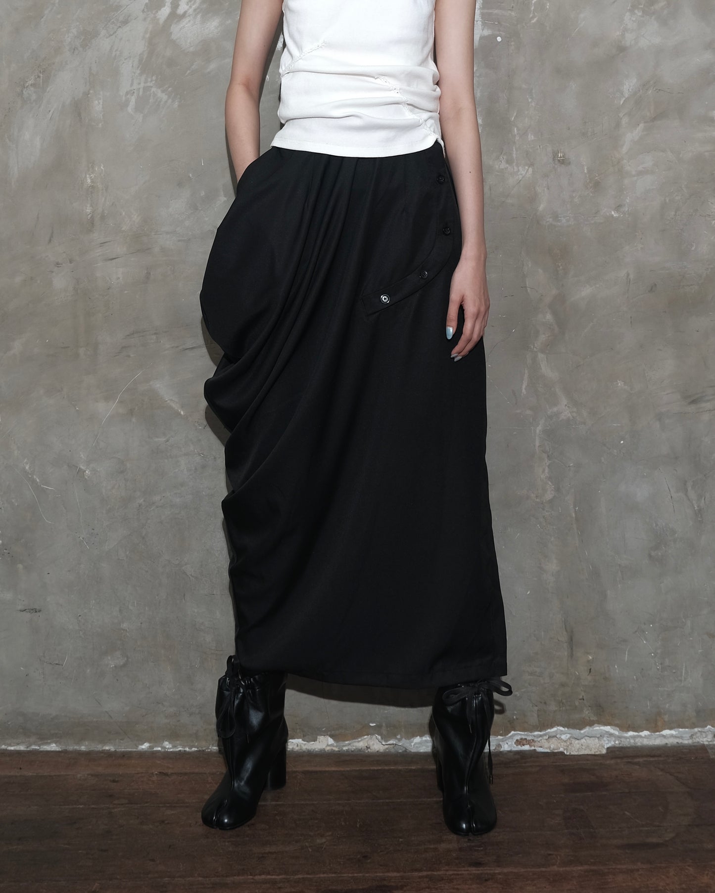 Draped Sarong Skirt in Black