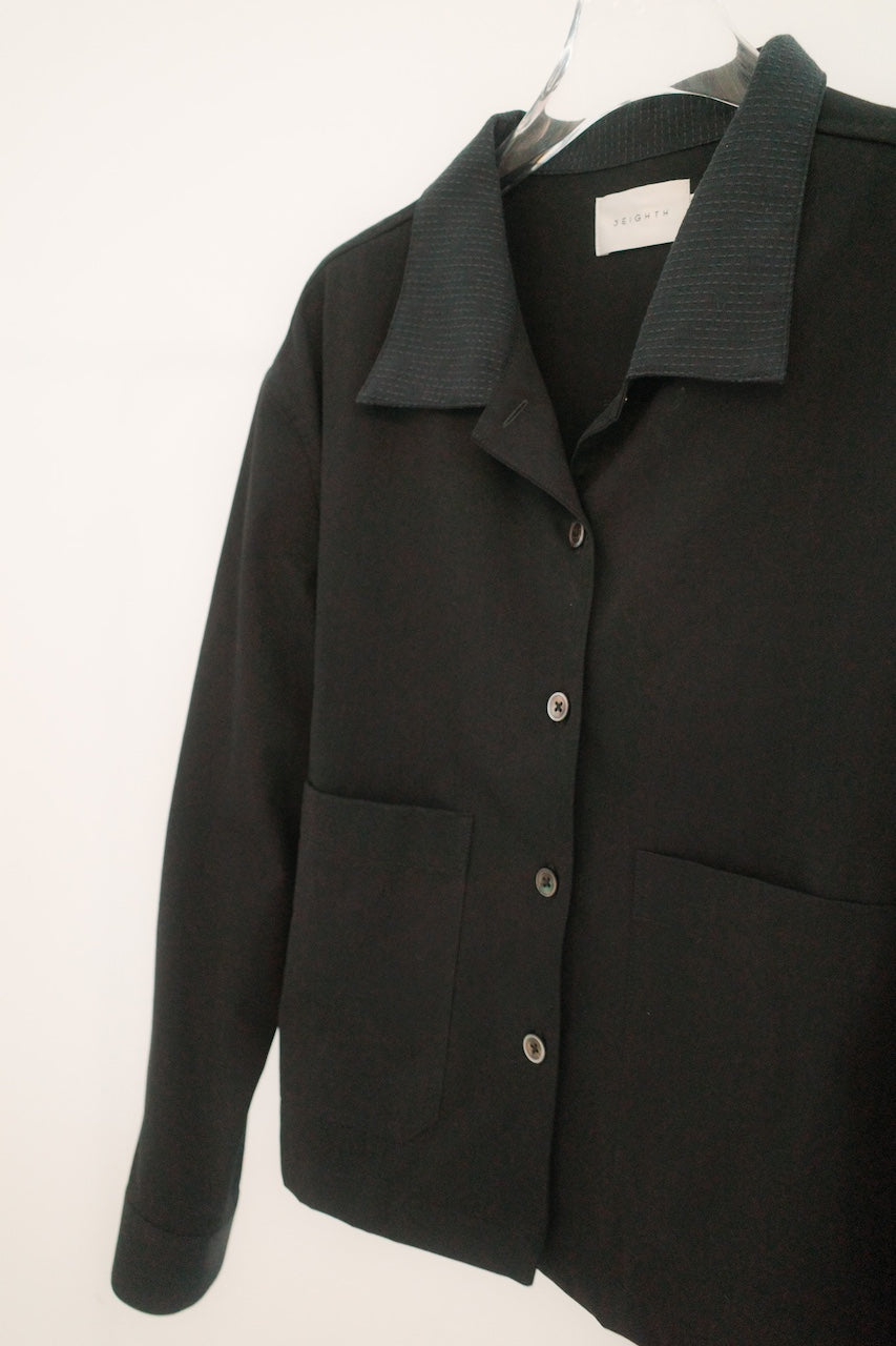 POPPY JACKET IN BLACK SASHIKO ON BLACK