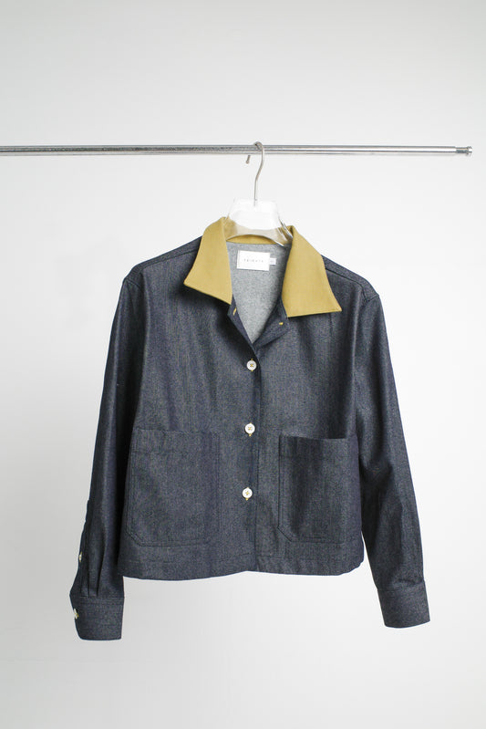 POPPY JACKET IN DENIM & LIME