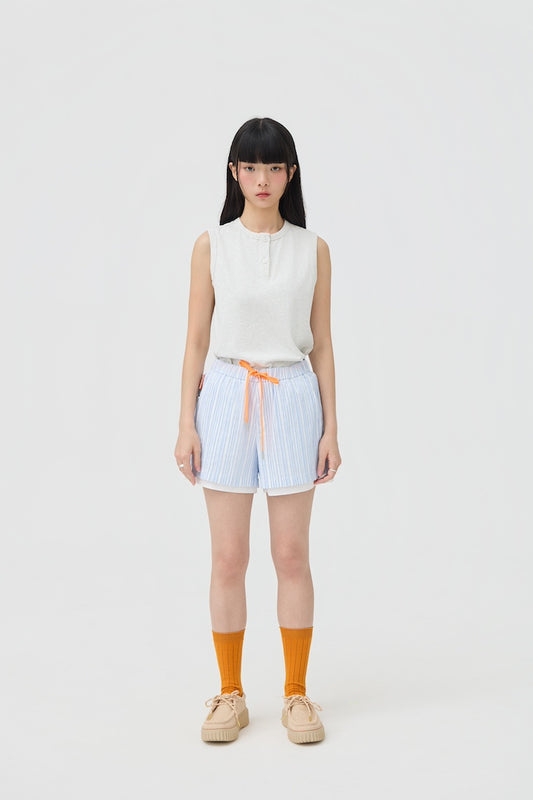 FUTAE SHORTS - BLUE SEERSUCKER