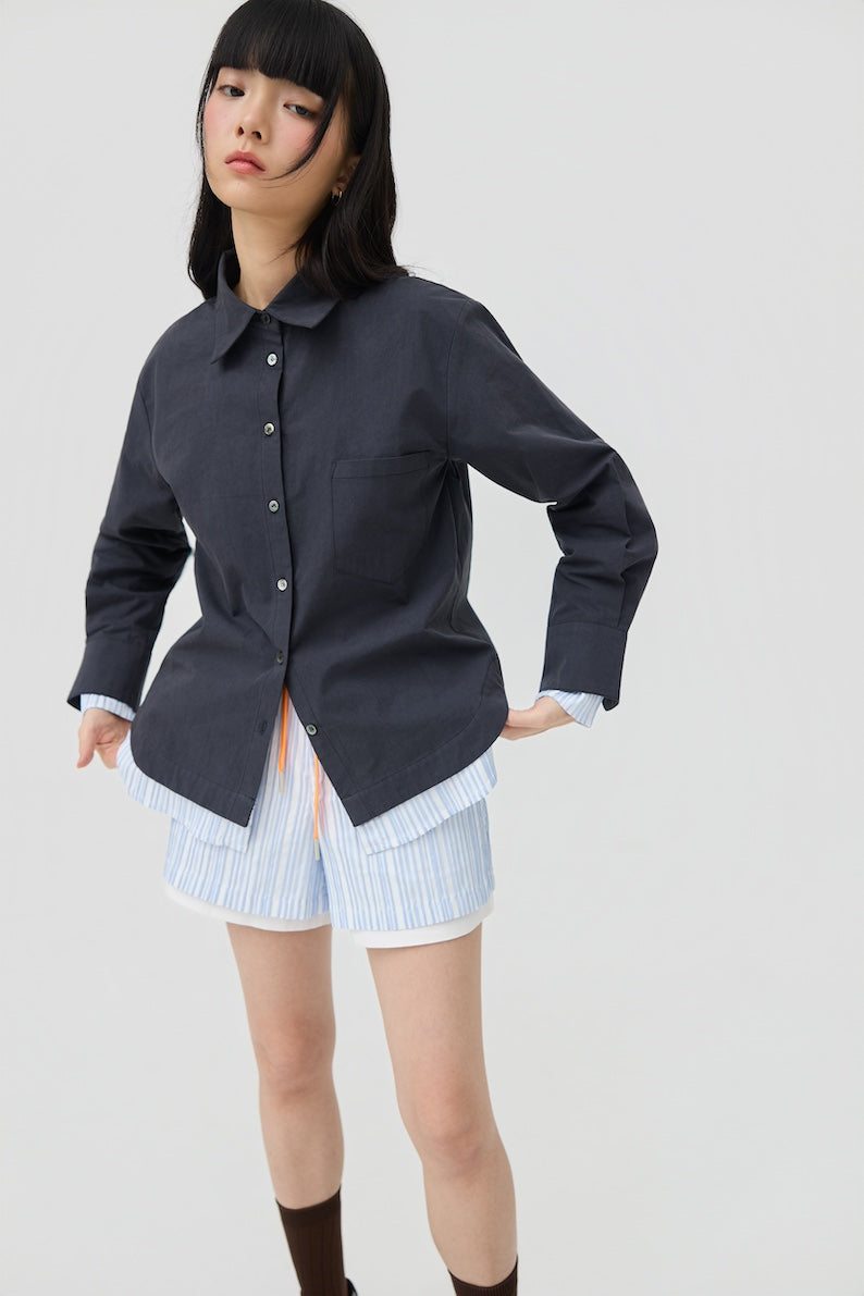 FUTAE SHORTS - BLUE SEERSUCKER