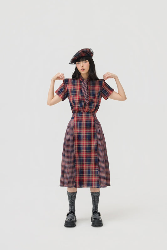 GINRIN SKIRT - RED TARTAN DOUBLE GAUZE