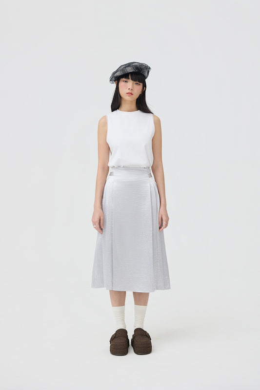GINRIN SKIRT - SILVER SATIN