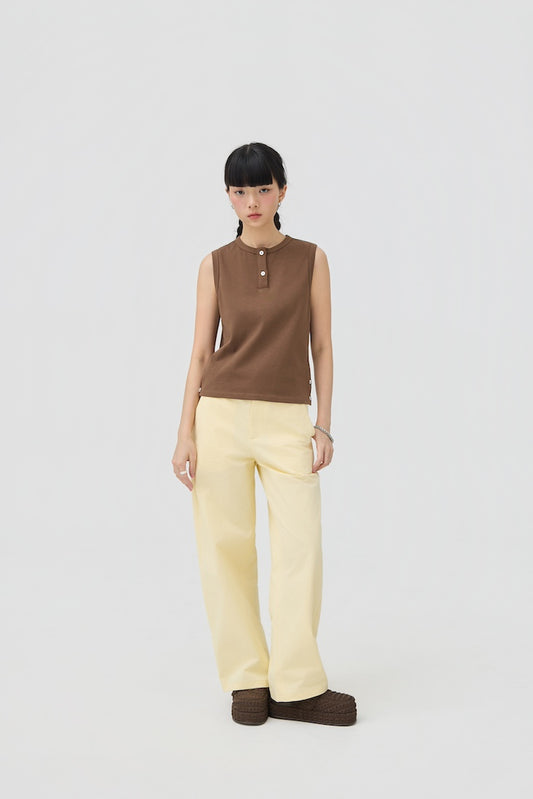 MUSUBI HENLEY TANK - CHOCOLATE