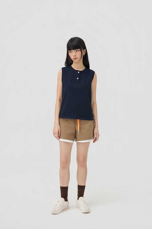 MUSUBI HENLEY TANK - NAVY