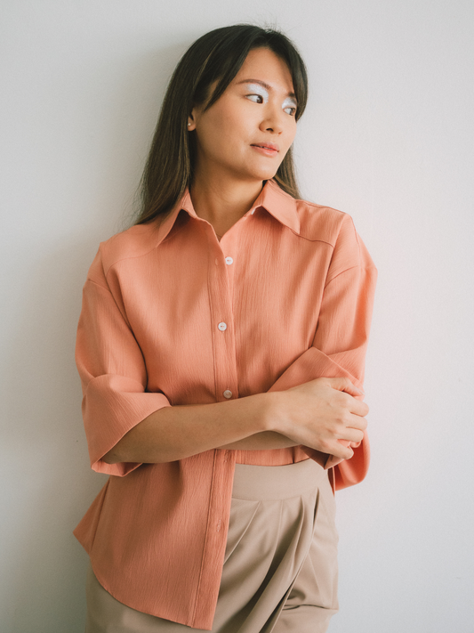 Folded Cuff Shirt (Copper Orange)