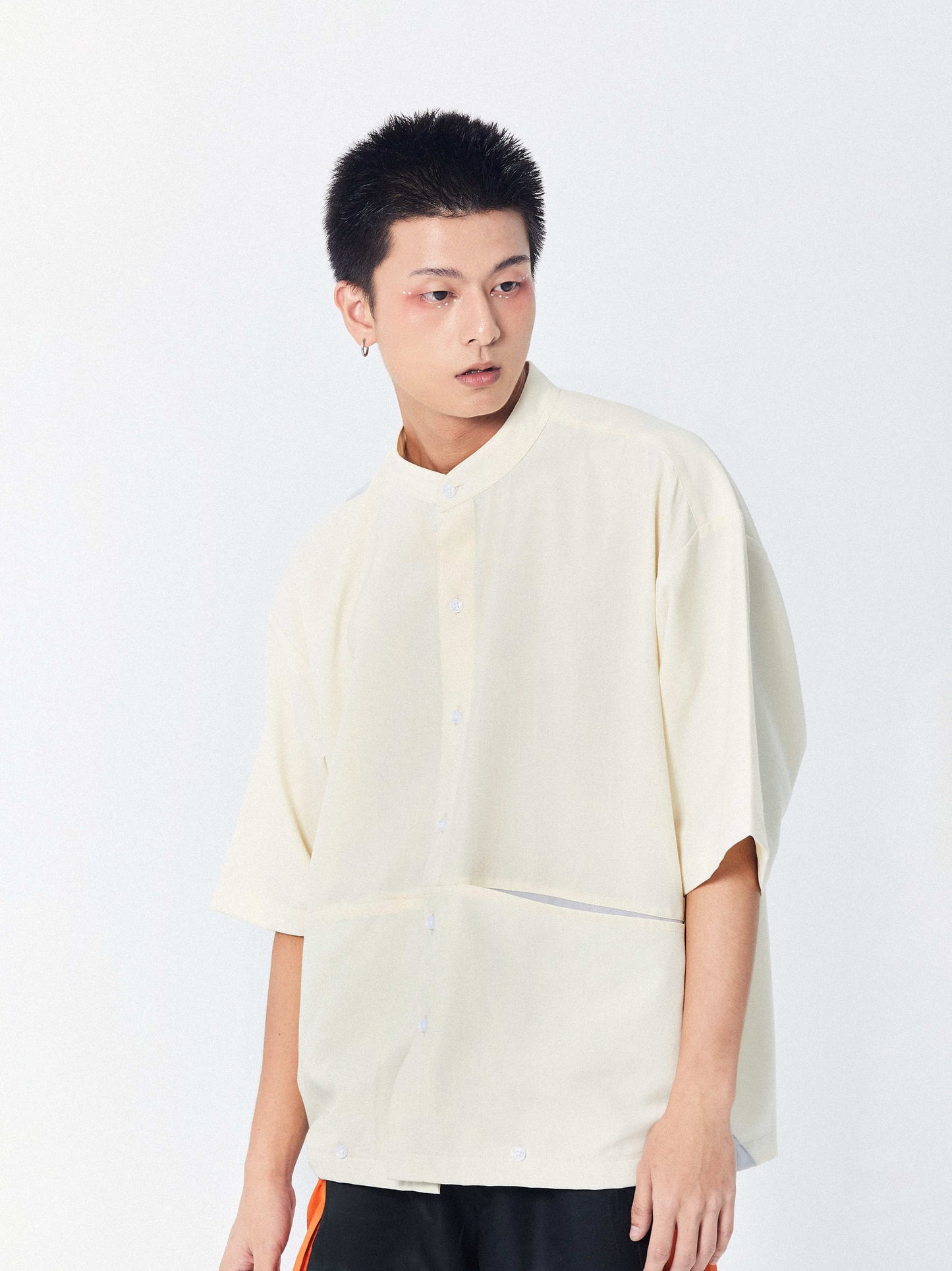 MANDARIN LAYERED POCKET SHIRT