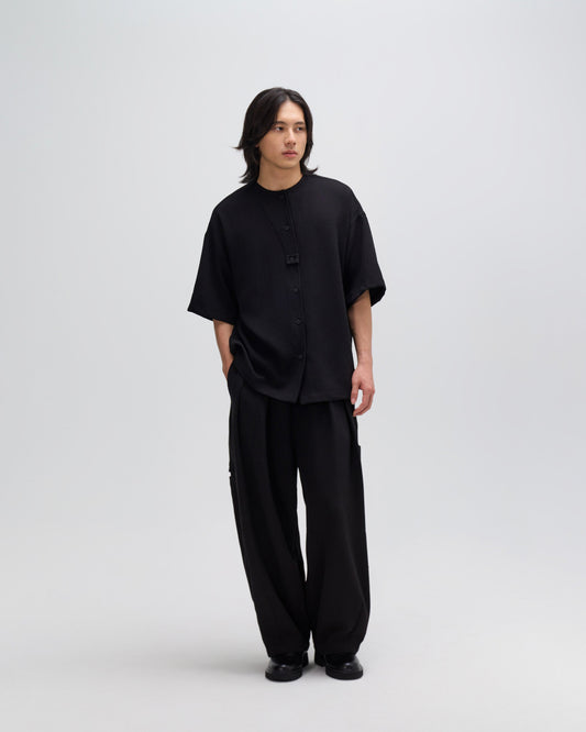 Gender Neutral Oversized Drop Shoulder Boxy Shirt (Poly Waffle Black) - BEV C multi label store