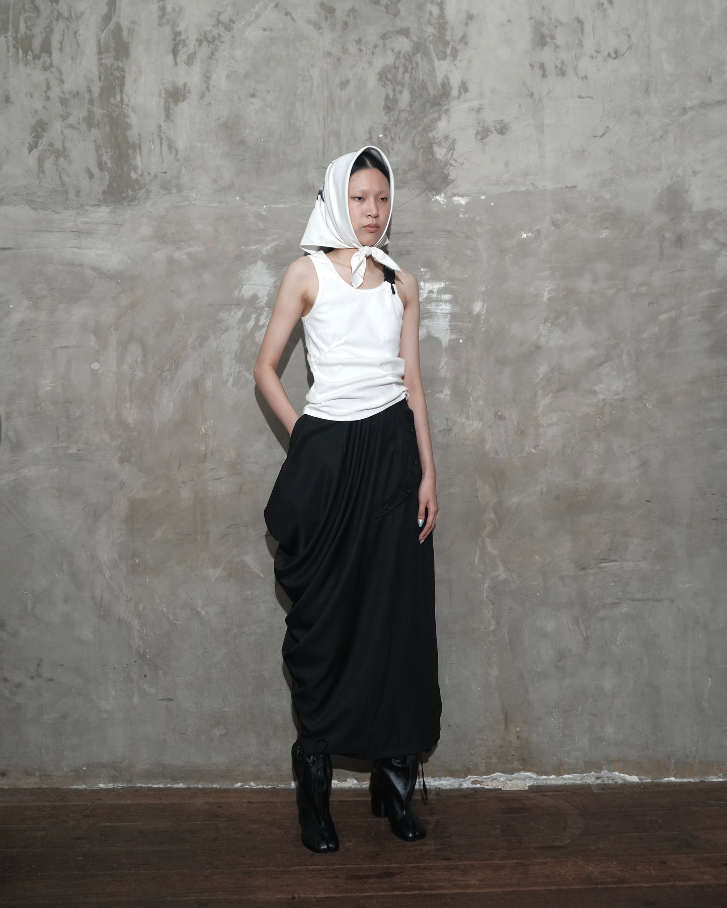 Draped Sarong Skirt in Black