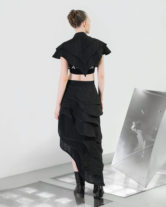 Jasse Multi-Layered Wavy Wrap Skirt