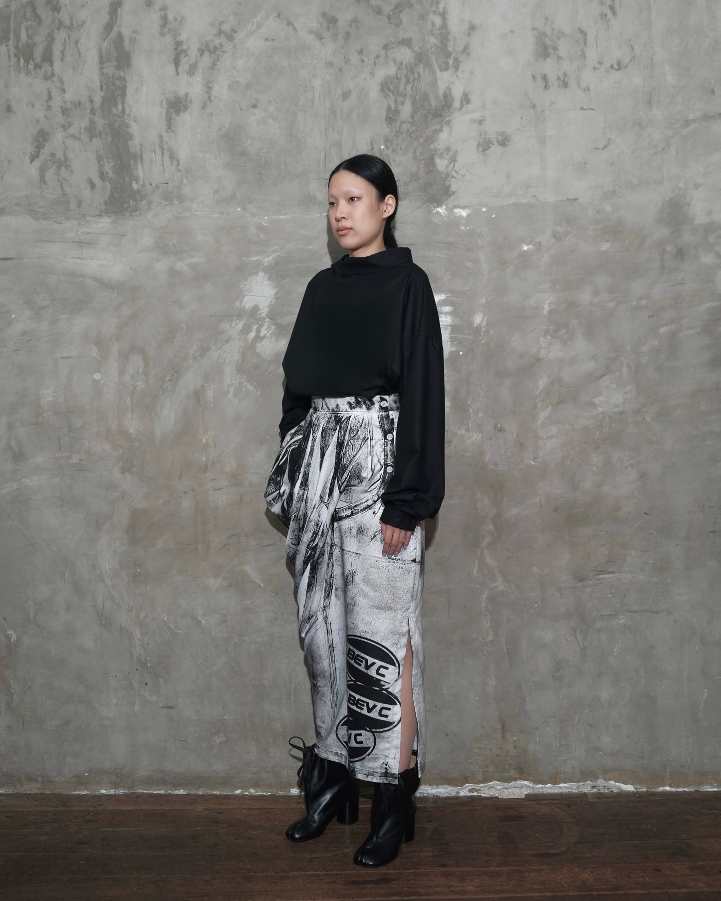 Draped Sarong Skirt in White Chaos