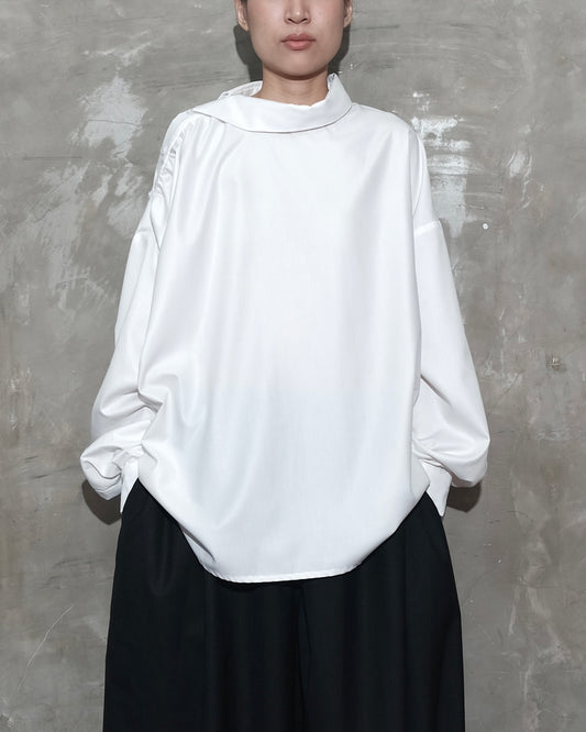 Slanted Collar Shirt in White