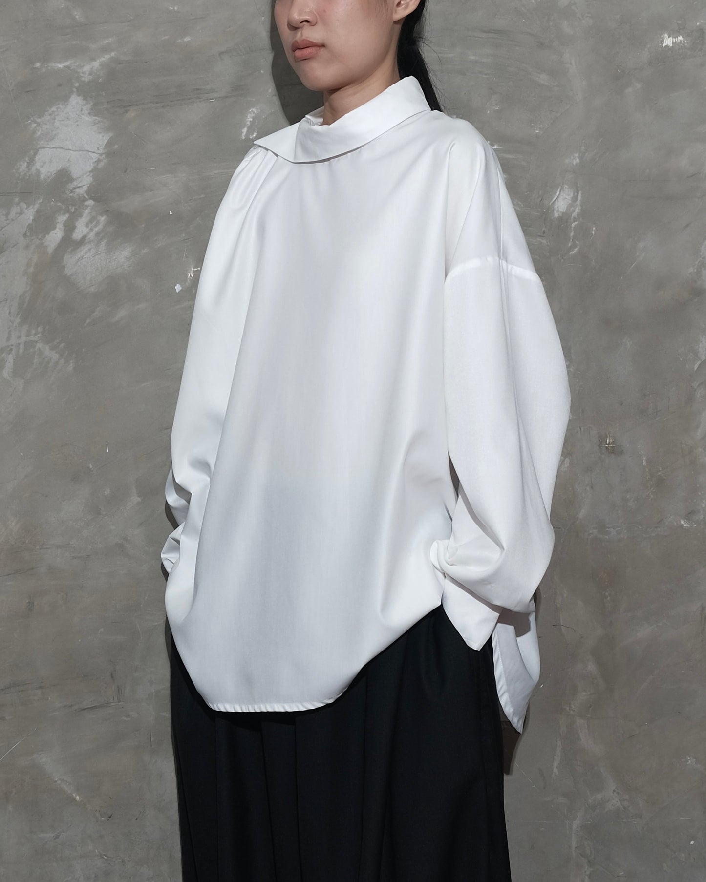 Slanted Collar Shirt in White