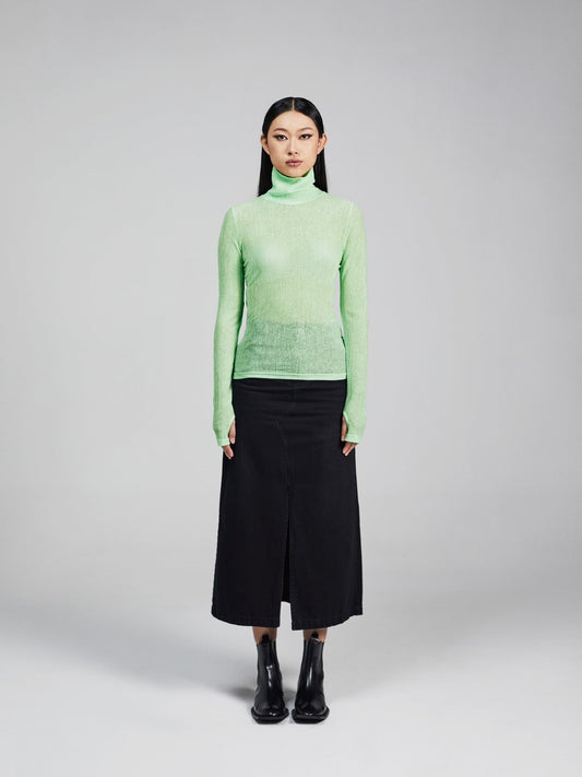 NOIZ N2TP4 TURTLENECK LONG SLEEVE SHEER TOP