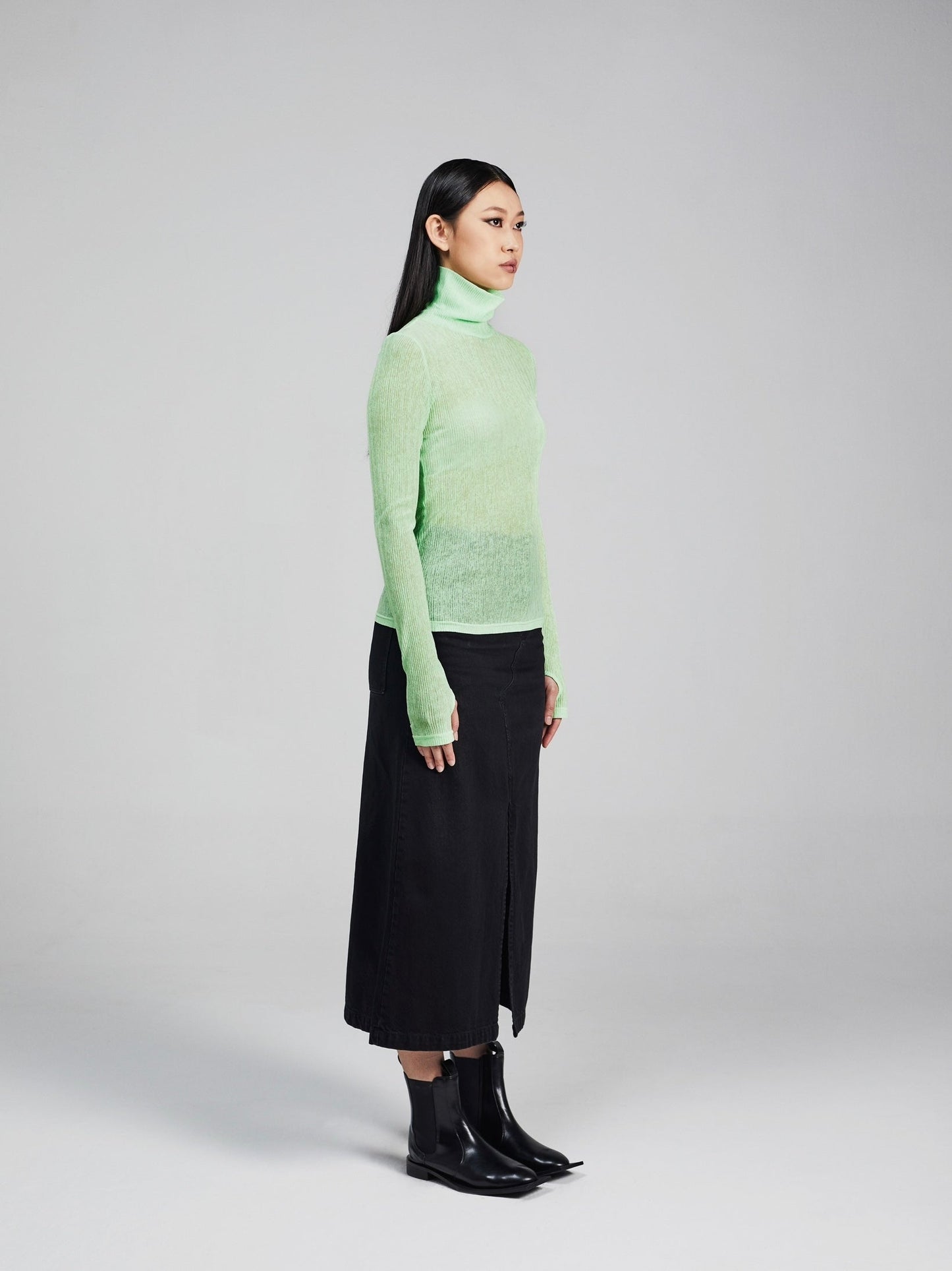 NOIZ N2TP4 TURTLENECK LONG SLEEVE SHEER TOP