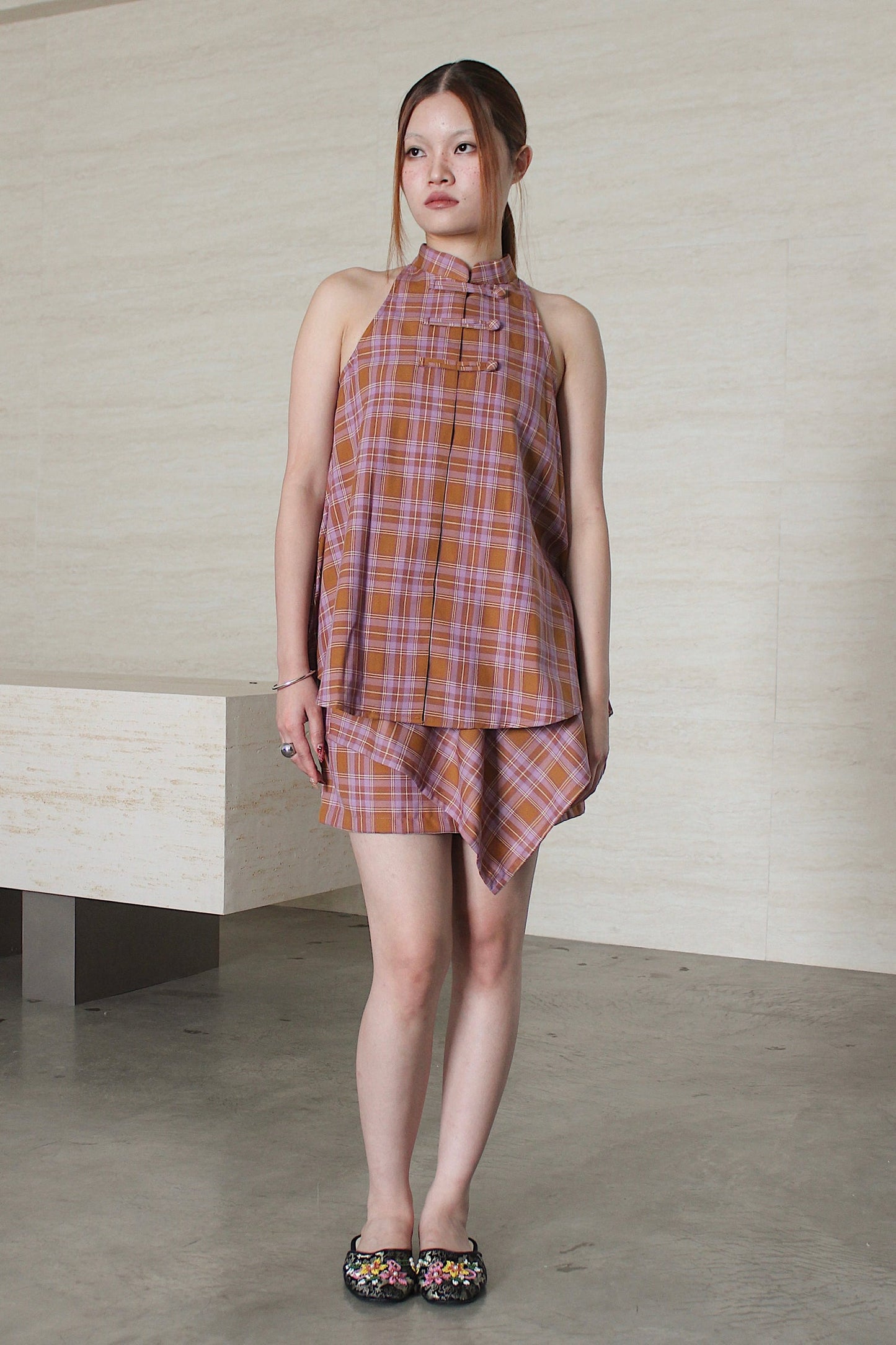 Halter Luna Draped Mini Skirt