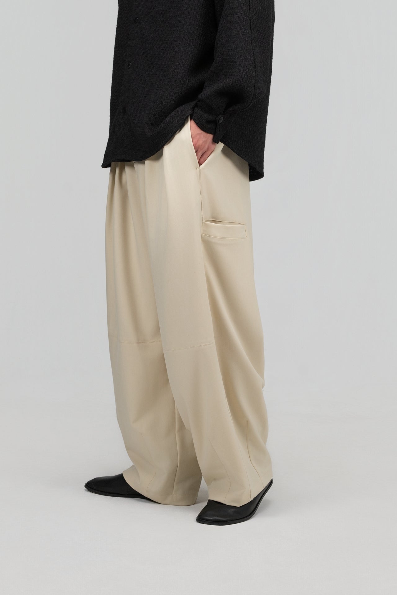 Gender Neutral Cocoon Trousers (Poly / Beige) - BEV C multi label store