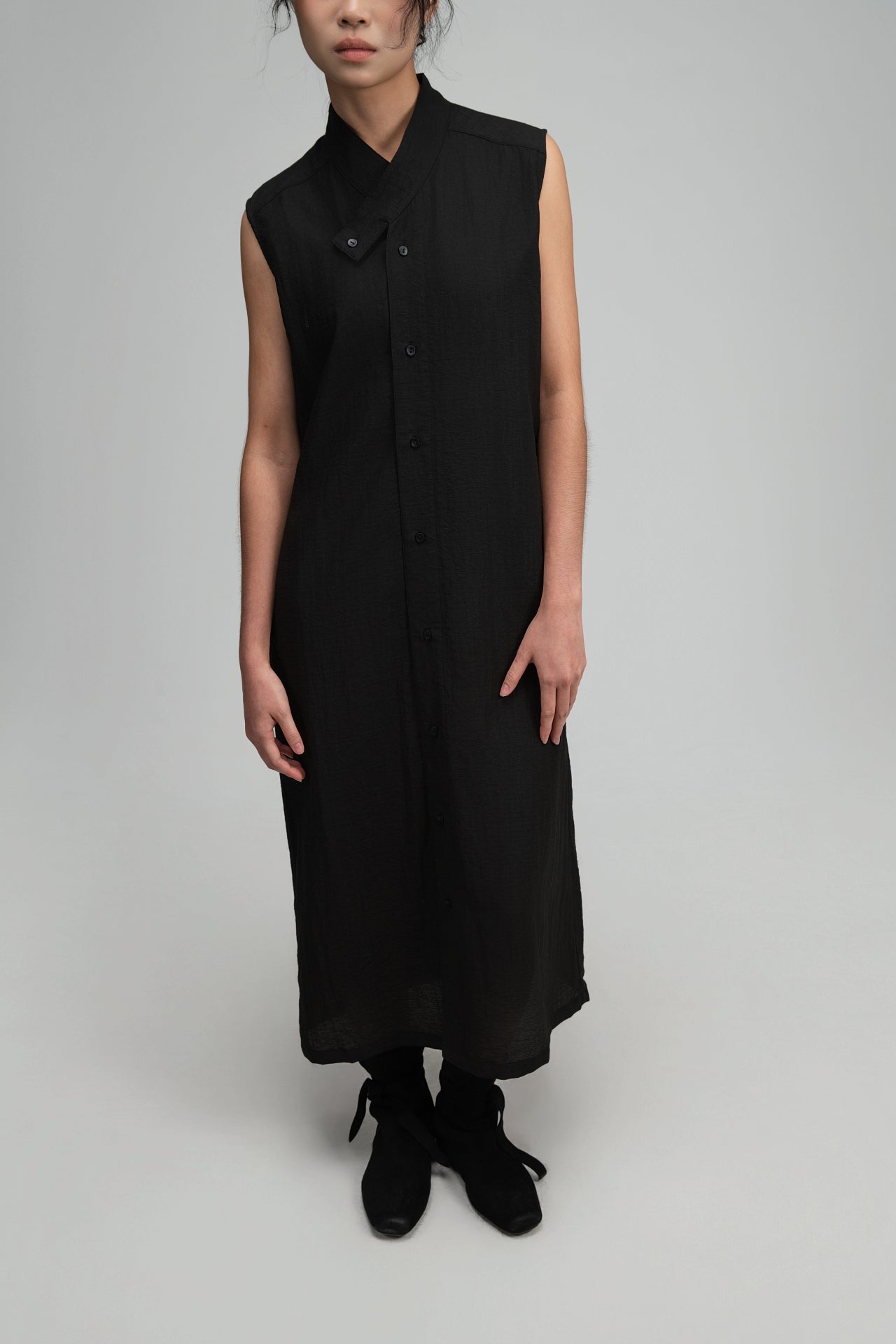 Han Collar Tank Dress (Black)