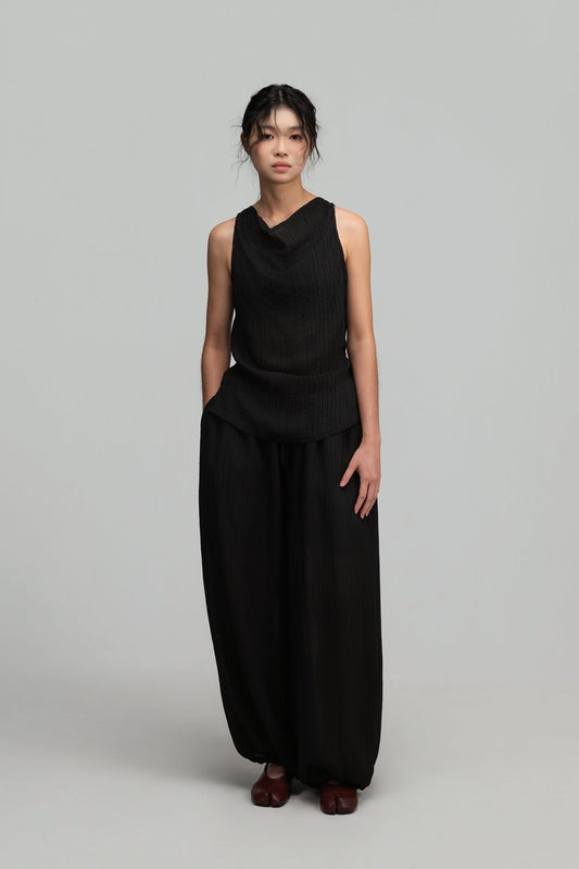 Soft Lantern Pants w/ Lining (Black) - BEV C multi label store