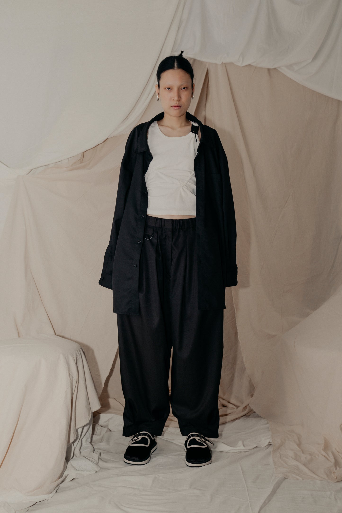 Magnolia Giant Collar Shirt in Black