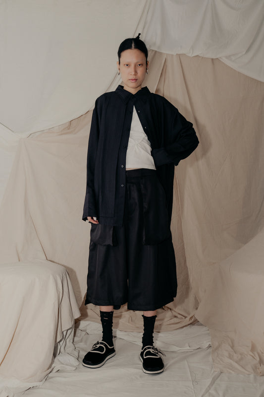 Asymmetrical Fly Pocket Pants In Black