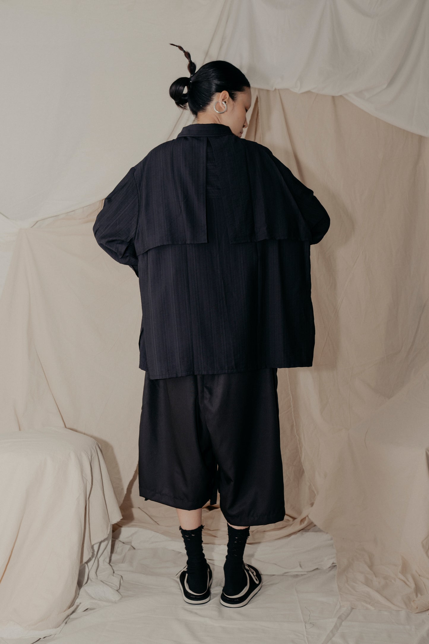 Asymmetrical Fly Pocket Pants In Black