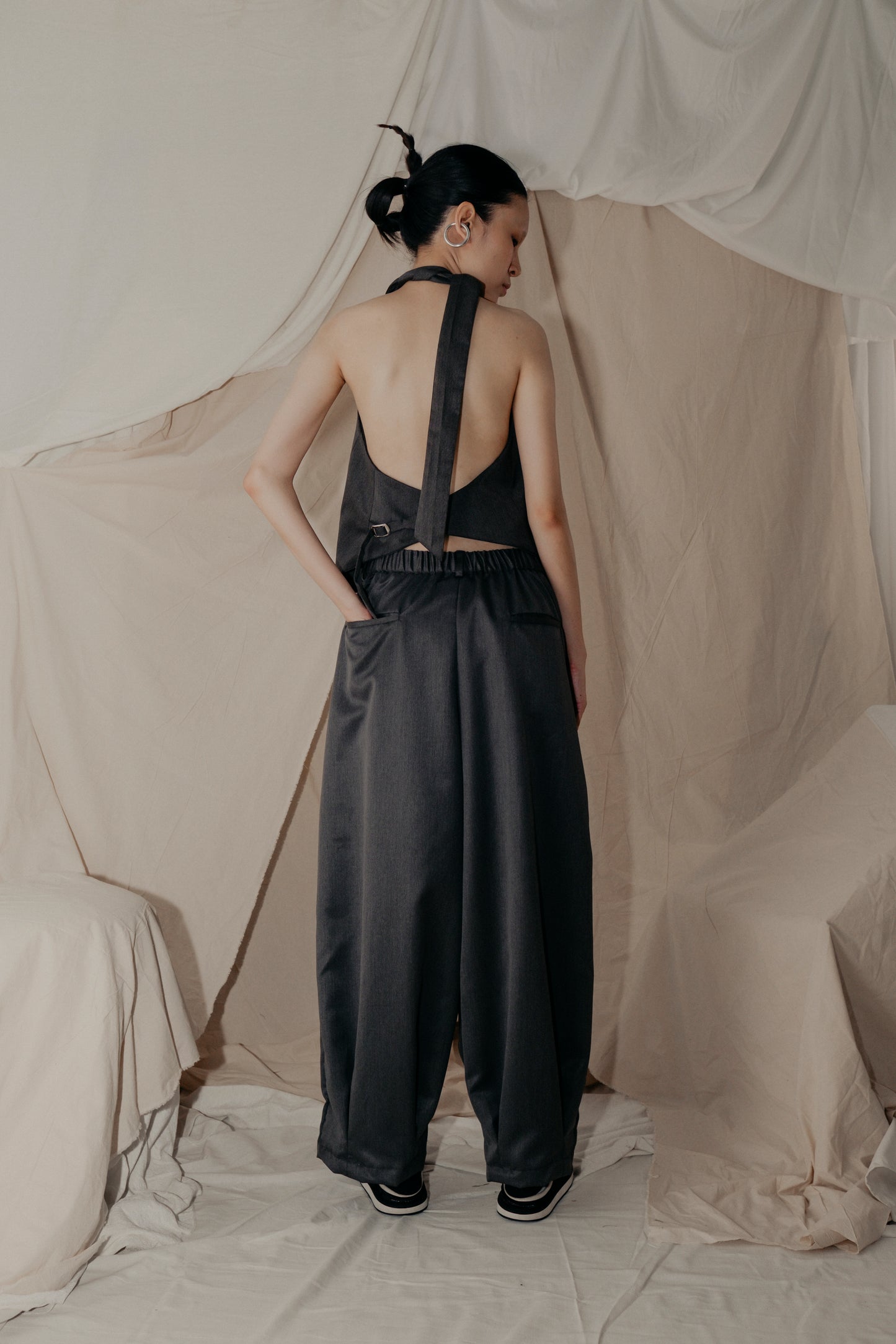 Sexy Open Back Vest in Grey