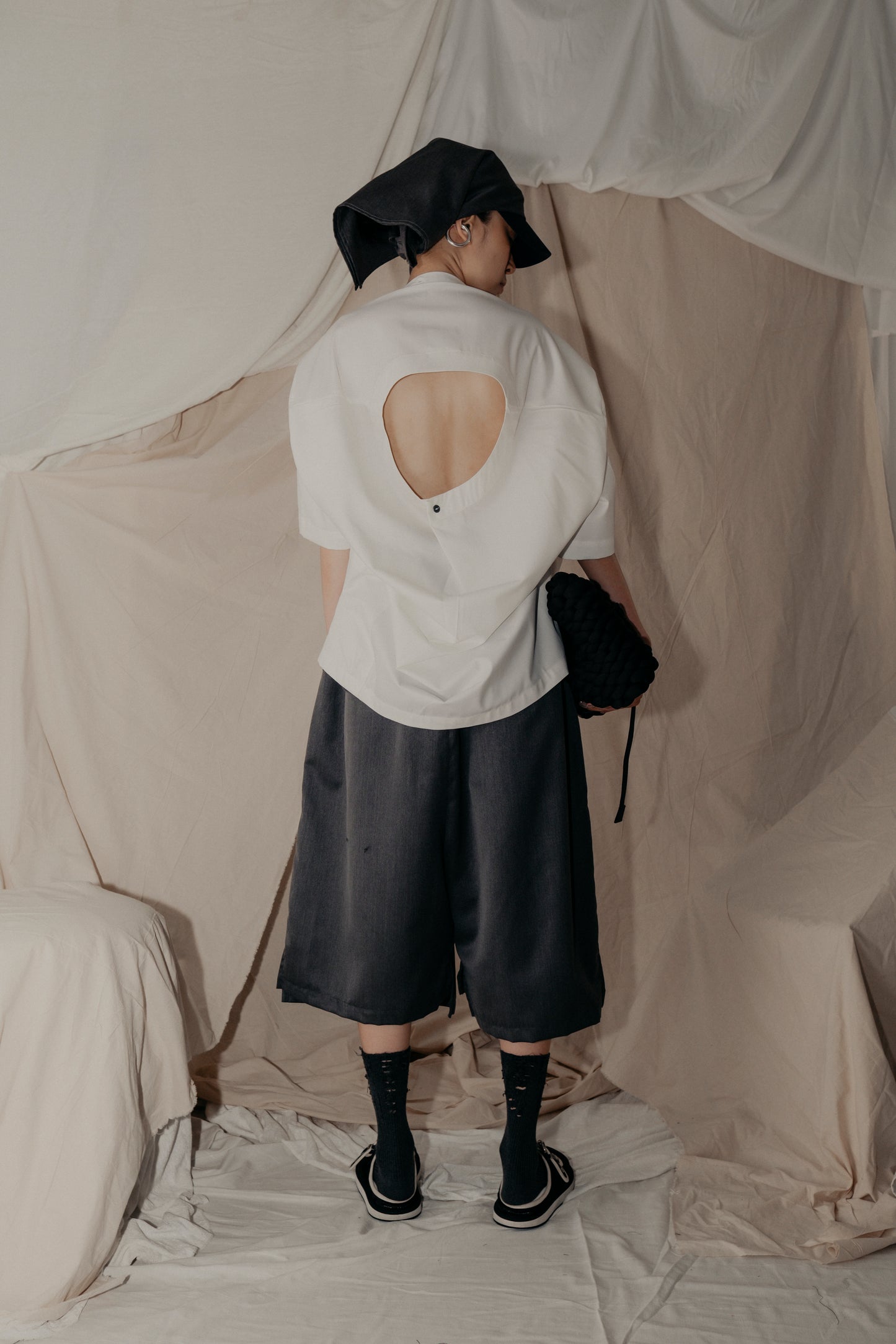 Asymmetrical Fly Pocket Pants in Grey
