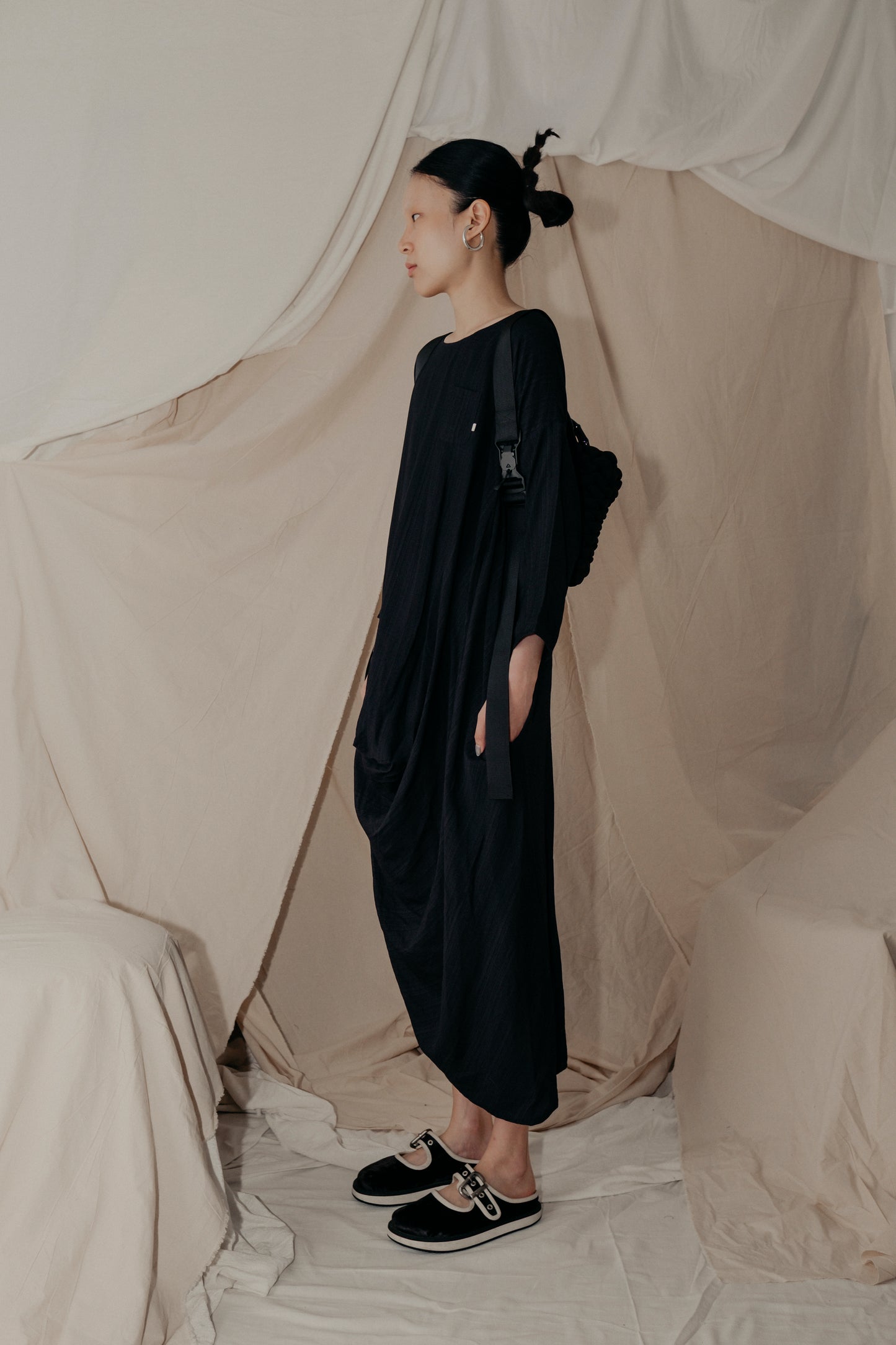 Alms Bowl Dress in Black