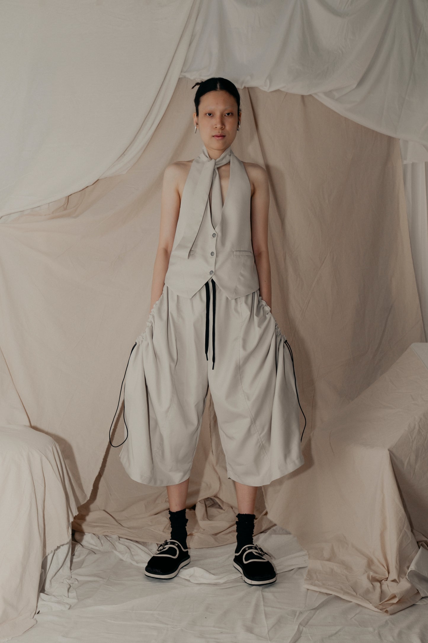 Nepenthes Giant Pocket Pants in Cream