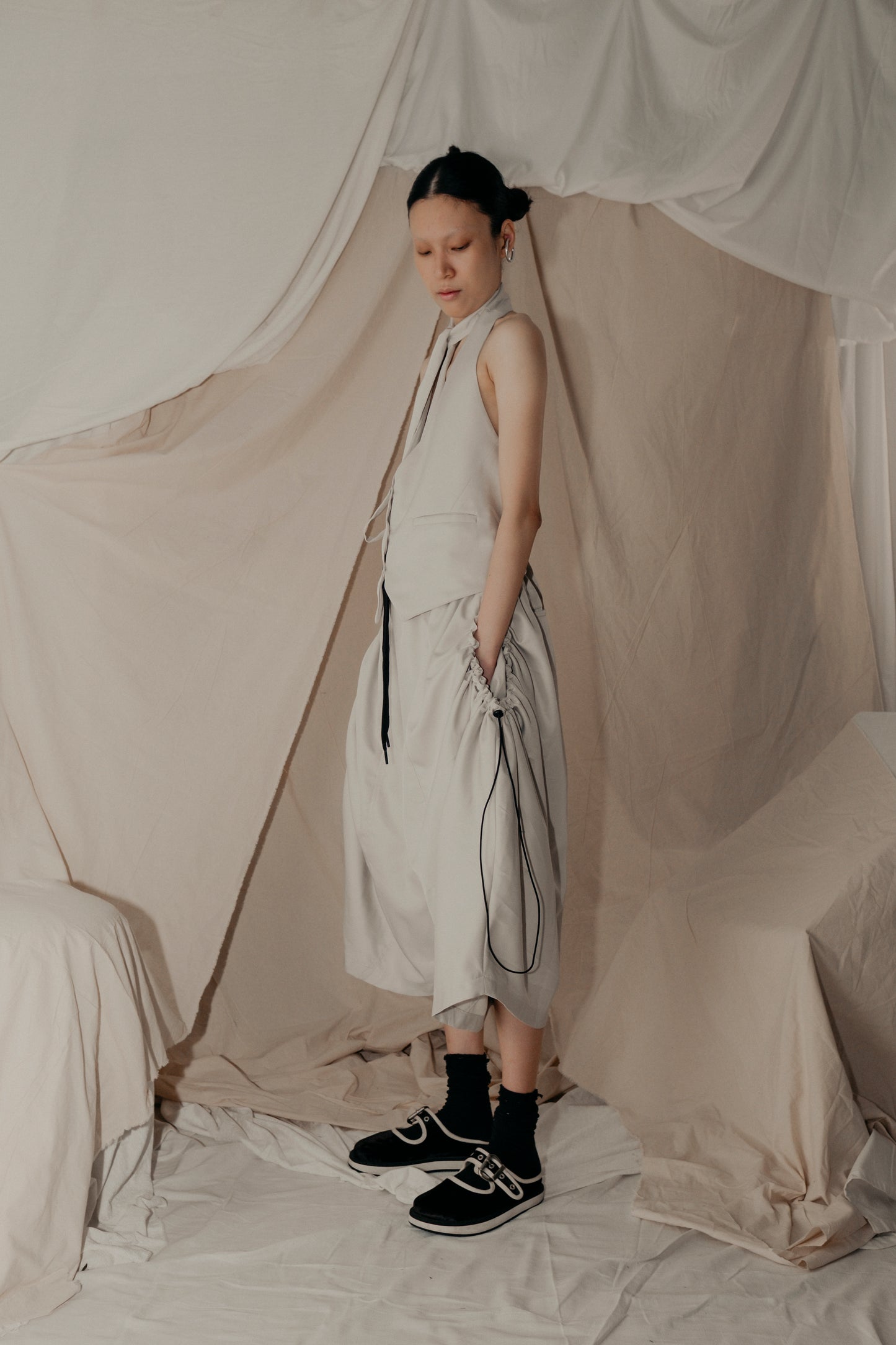 Sexy Open Back Vest in Cream