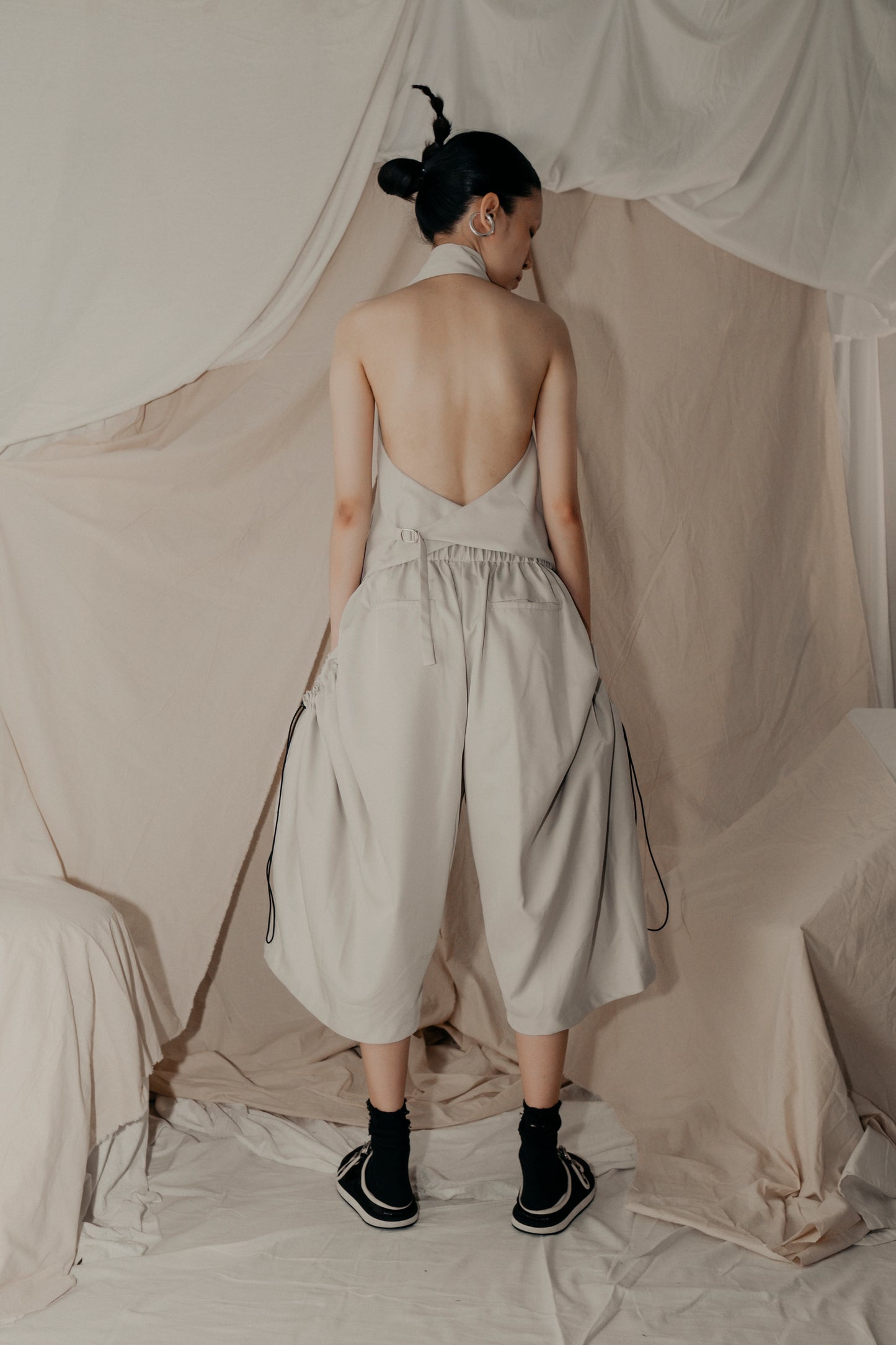 Sexy Open Back Vest in Cream