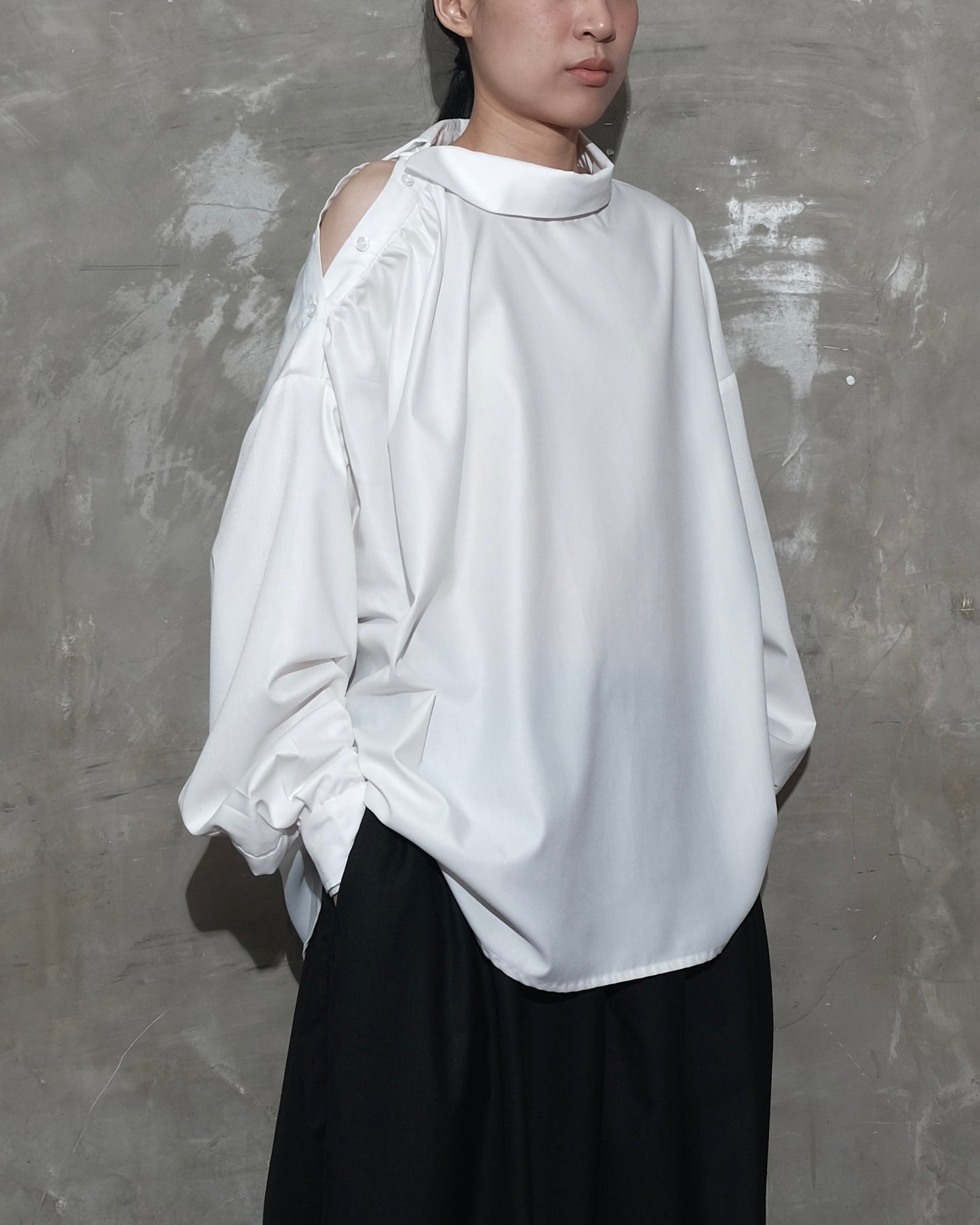Slanted Collar Shirt in White