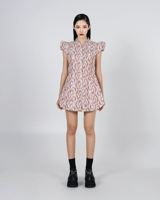 NOIZ N6DR1 ARCHITECT SLEEVES MINI DRESS - RED