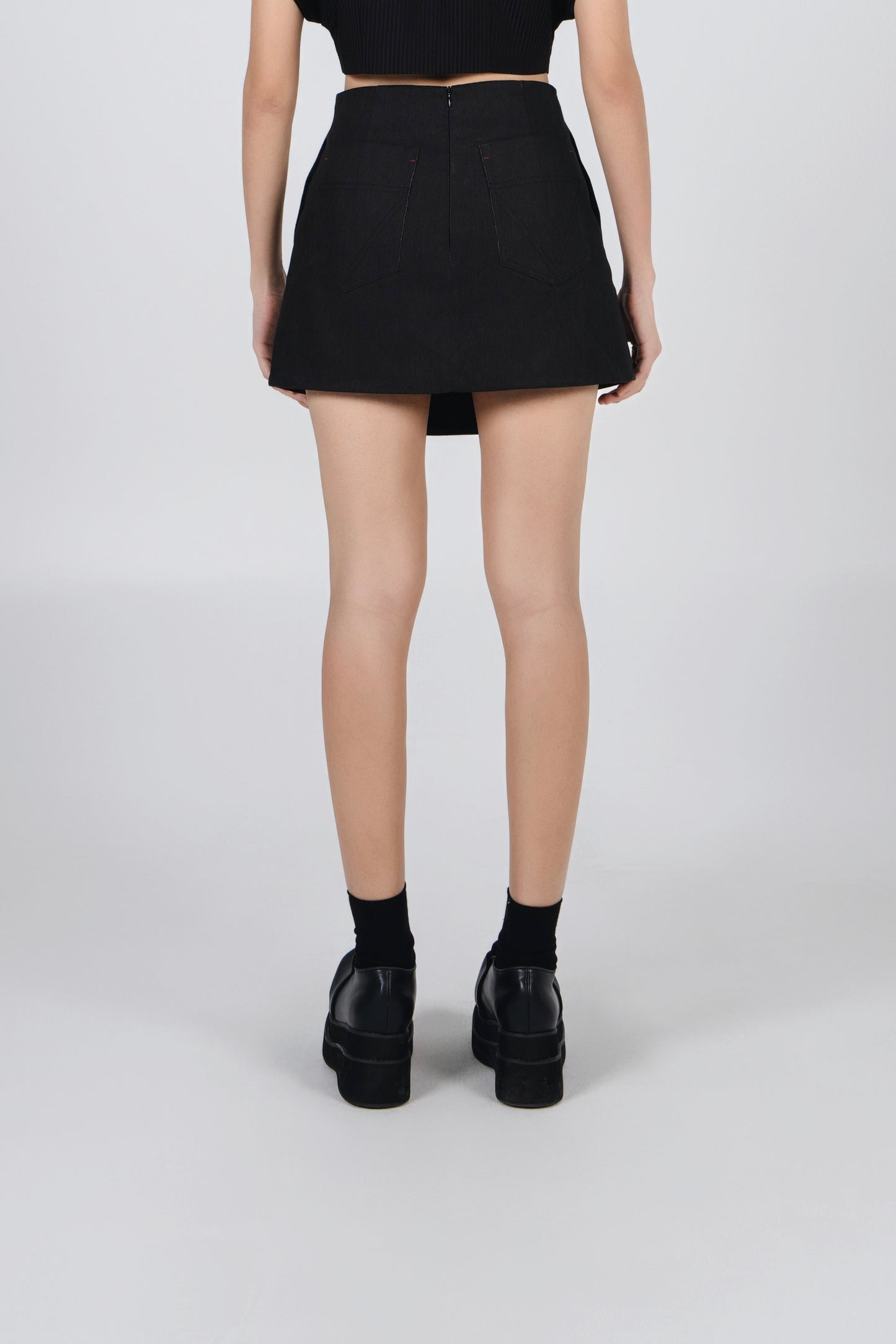 NOIZ N6SK1 ‘S’ BUCKLE DENIM MINI SKIRT