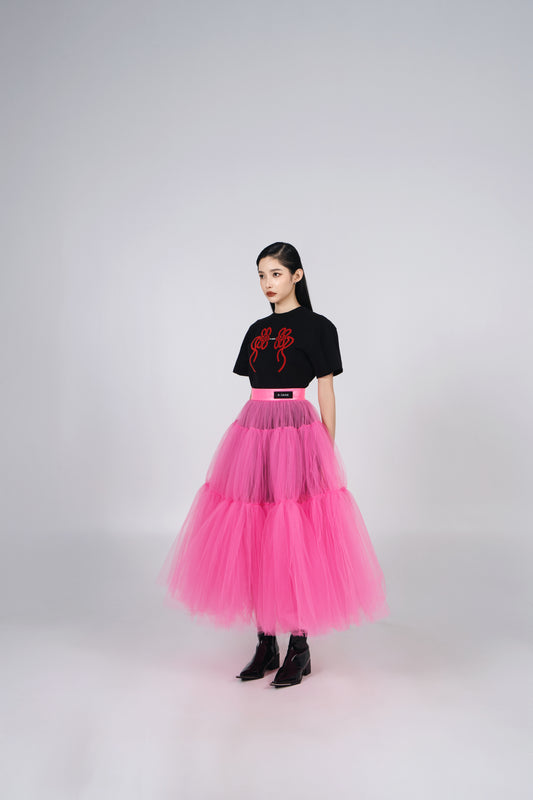 A-JANE CNY KNOT WOMEN T-SHIRT - BLACK