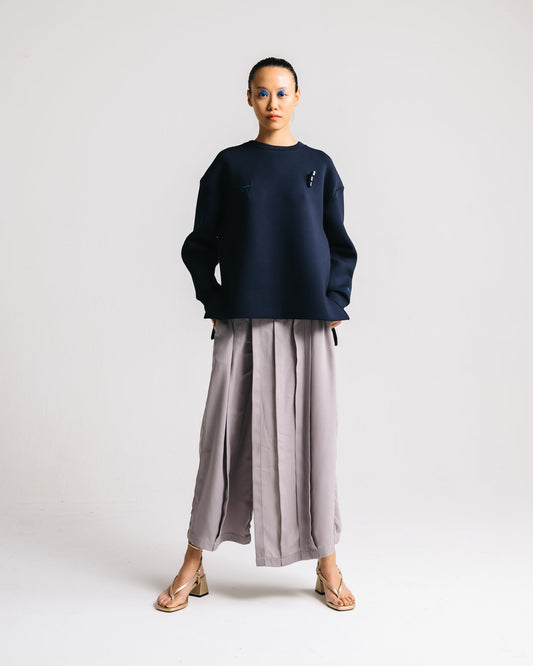 Pleat-Paneled Pants (Grey)