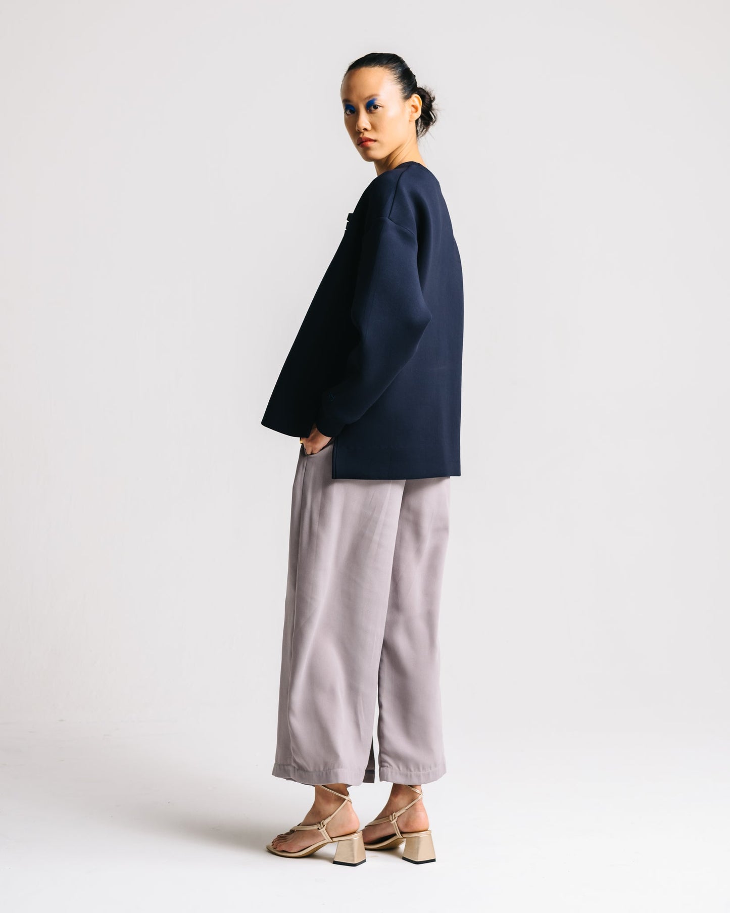 Pleat-Paneled Pants (Grey)