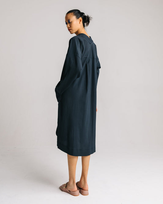Long Sleeve Midi Dress (Navy Blue)