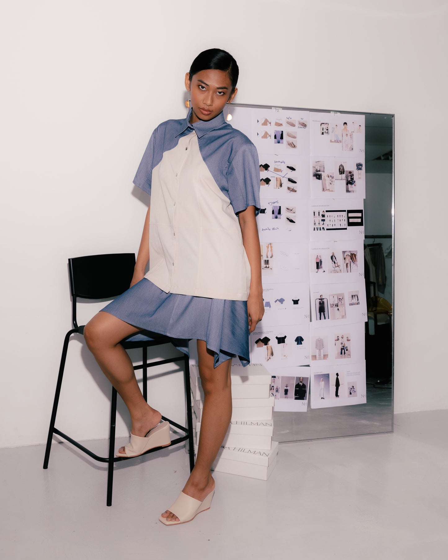 SF X NH Raglan Short Sleeve (beige/Blue Denim)