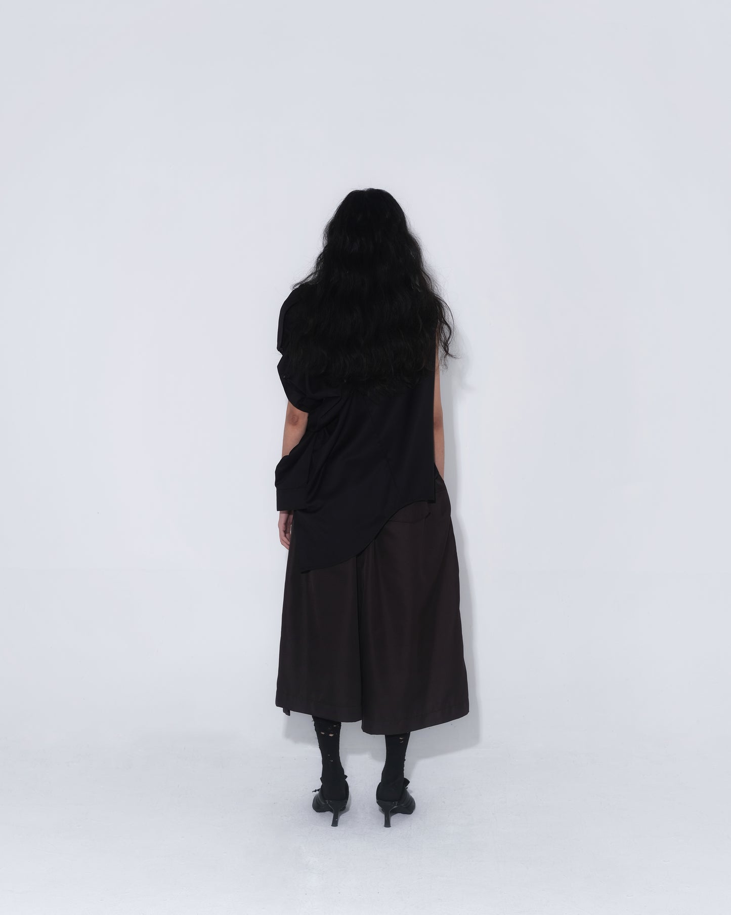 Asymmetrical Fly Pocket Pants In Dark Brown