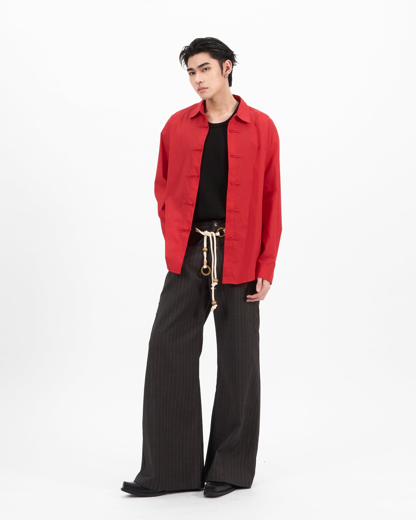 VOL.3_CH.1 Mandarin Long Sleeve Shirt - Black - BEV C multi label store