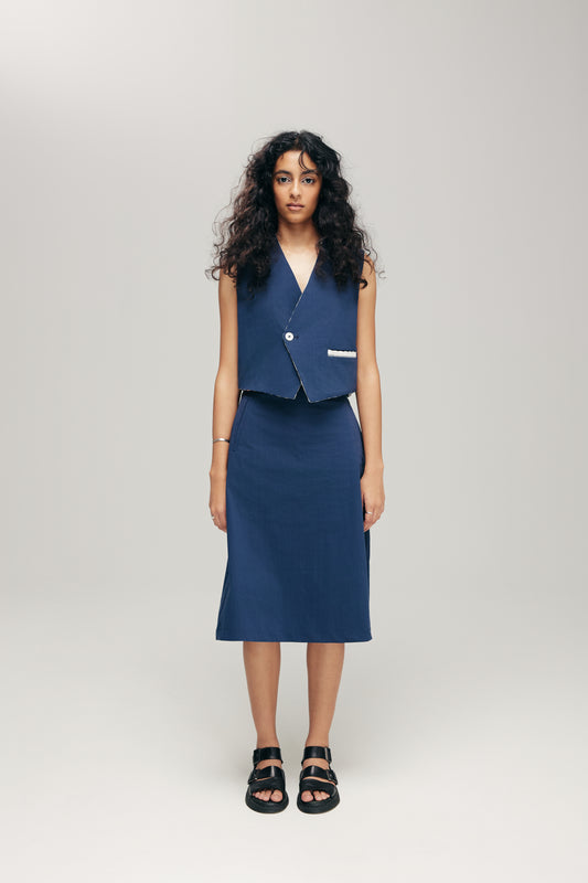 HANNEI SKIRT IN NAVY & SILVER