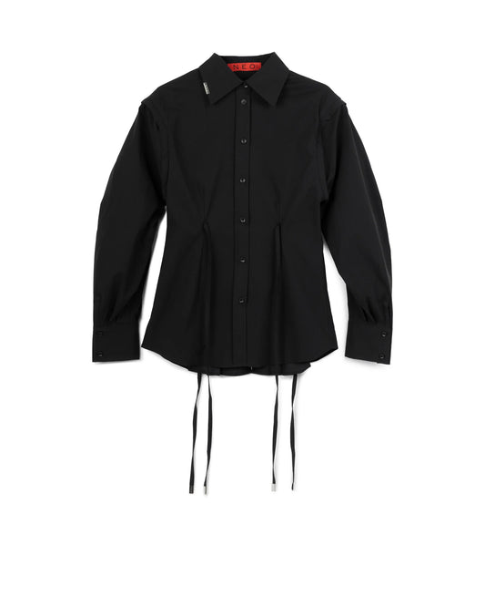 N E O CH.1 DRAWSTRING SHIRT - Black